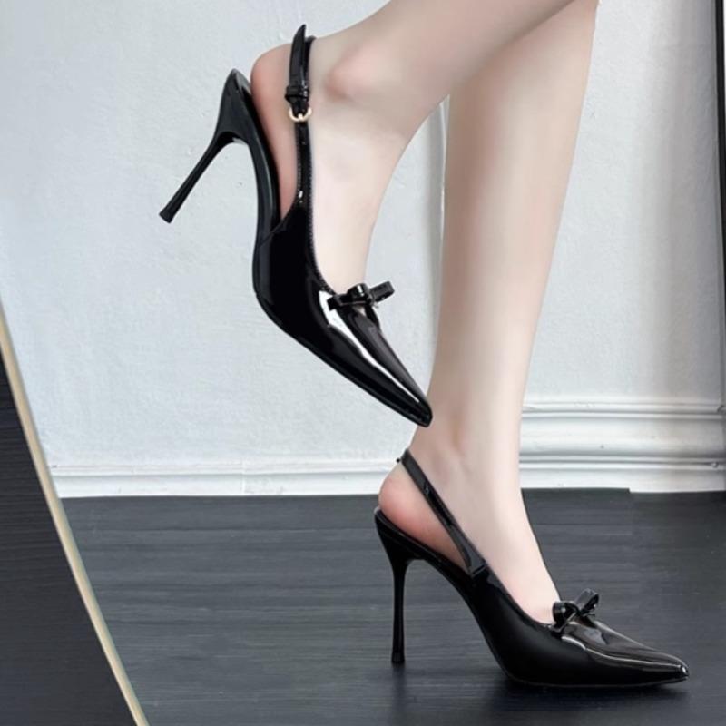 Fashion Women's Fashion Pointy Toe Shallow Mouth Butterfly Knot Line with Non-slip Wear-resistant High-heeled Shoes