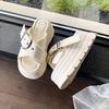 Fashion NEW 8CM Heels Wedge Slides Sandals Women Casual Outdoor Slippers Female Summer Buckle Beach Slipper Walking Chunky Shoes Woman
