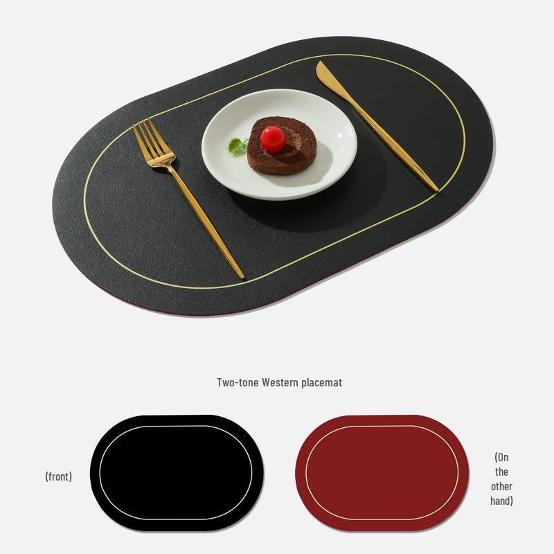 Waterproof Leather Oval Dining Table Placemat - Oil-Proof, Insulated Mat for Home & Hotel