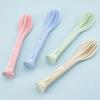 1 Sets Wheat Straw Portable Knife, Fork, Spoon Set for Home Outdoor Fresh Three Piece Set for Travel Folding Wheat Tableware