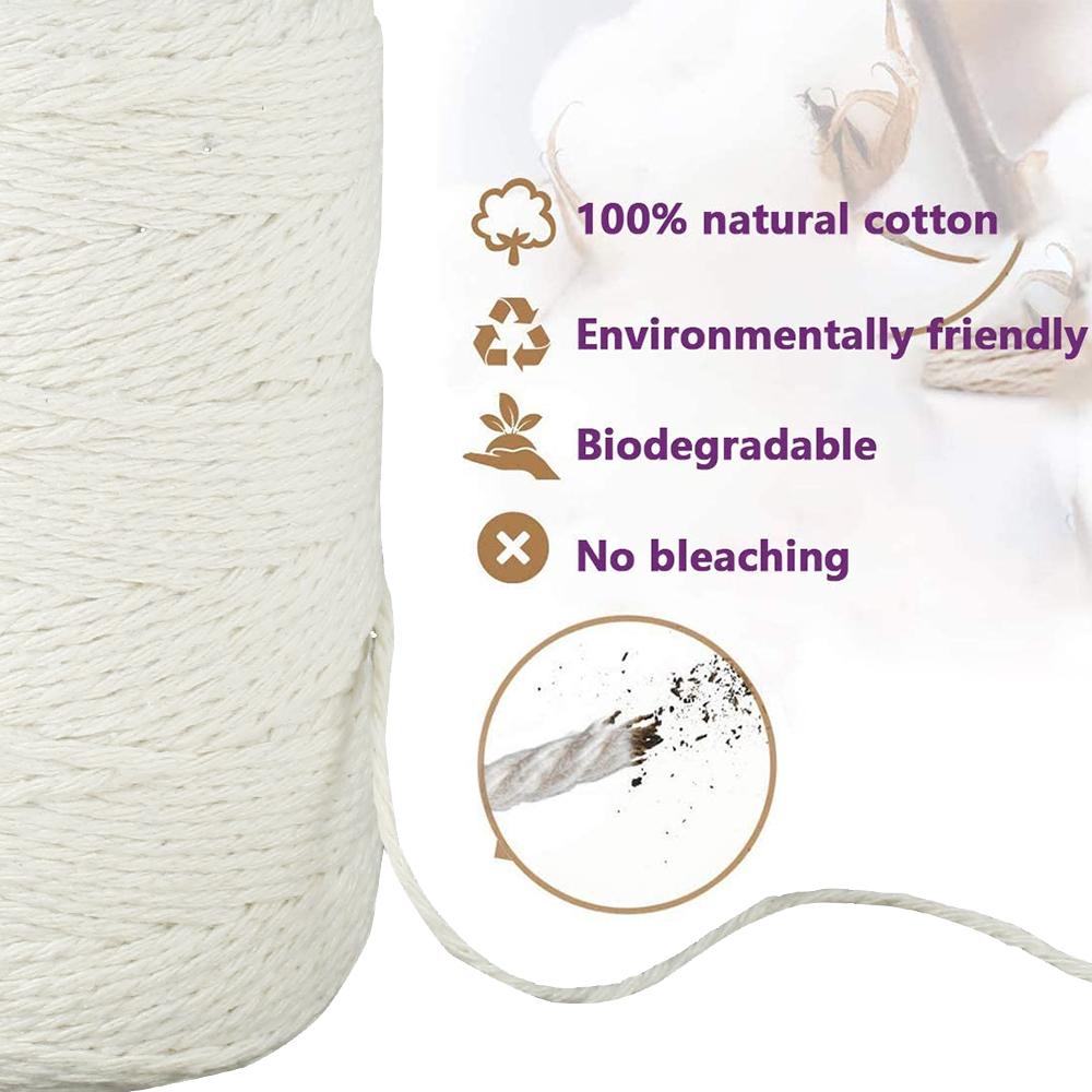 100M Cotton Thread 1mm DIY Handicraft Knitting Tassel Tapestry Macrame Rope  Multi-purpose Kitchen Cooking Food Binding Rope
