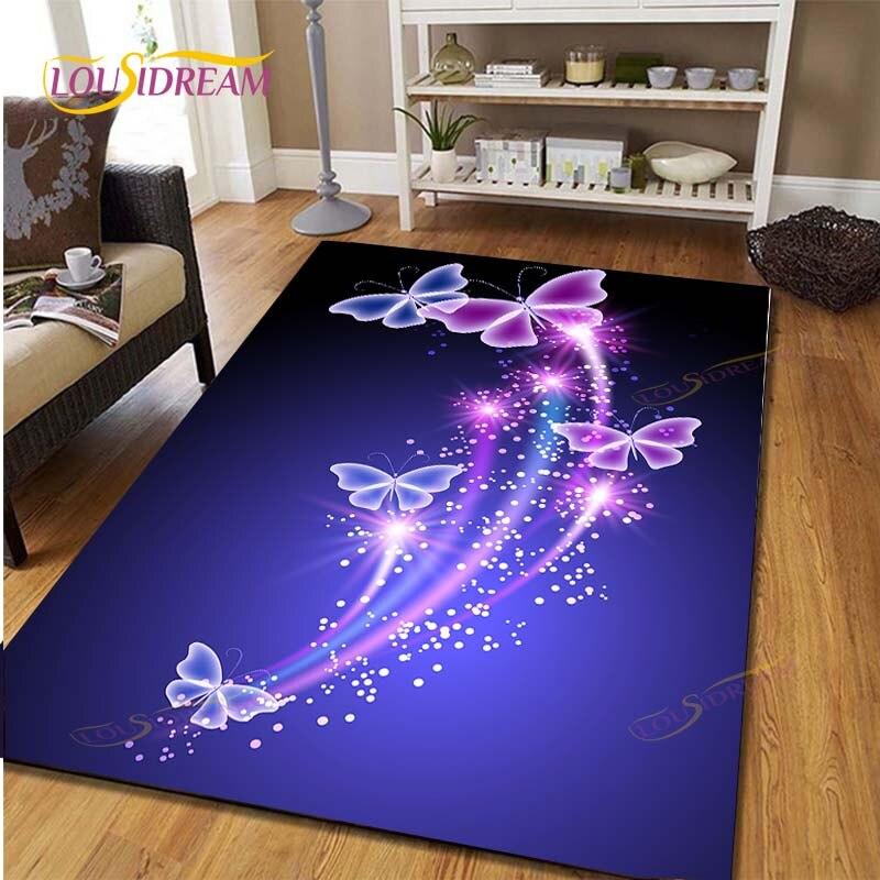 

Чудовий пурпурний килим із принтом квітів Сучасний килим із метеликами для вітальні, спальні, приліжкового геометричного килимка, нековзкий килимок для передпокою 100cm x 120cm