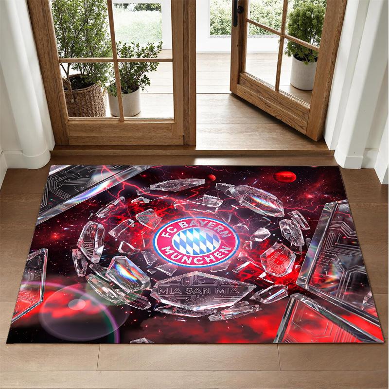 Bayern Munich Design Crystal Velvet Rug Soft Decorative Mat for Bedroom Entrance