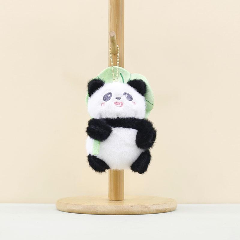 Cute Leaf Panda Plush Toy Keychain In Soft Short Fur For Kids And Collectors