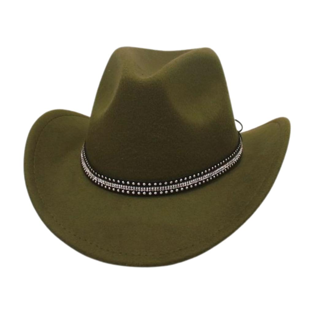 Retro British Style Cowboy Hat Men'S And Women'S Top Hat Versatile Rhinestone Premium Woolen Felt Hat
