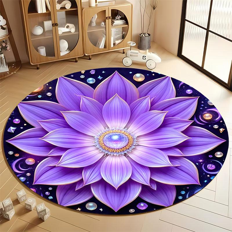 

Purple Lotus-Themed Carpet for Meditation Spaces round carpet for home sofa bedroom, gift Diameter 60cm