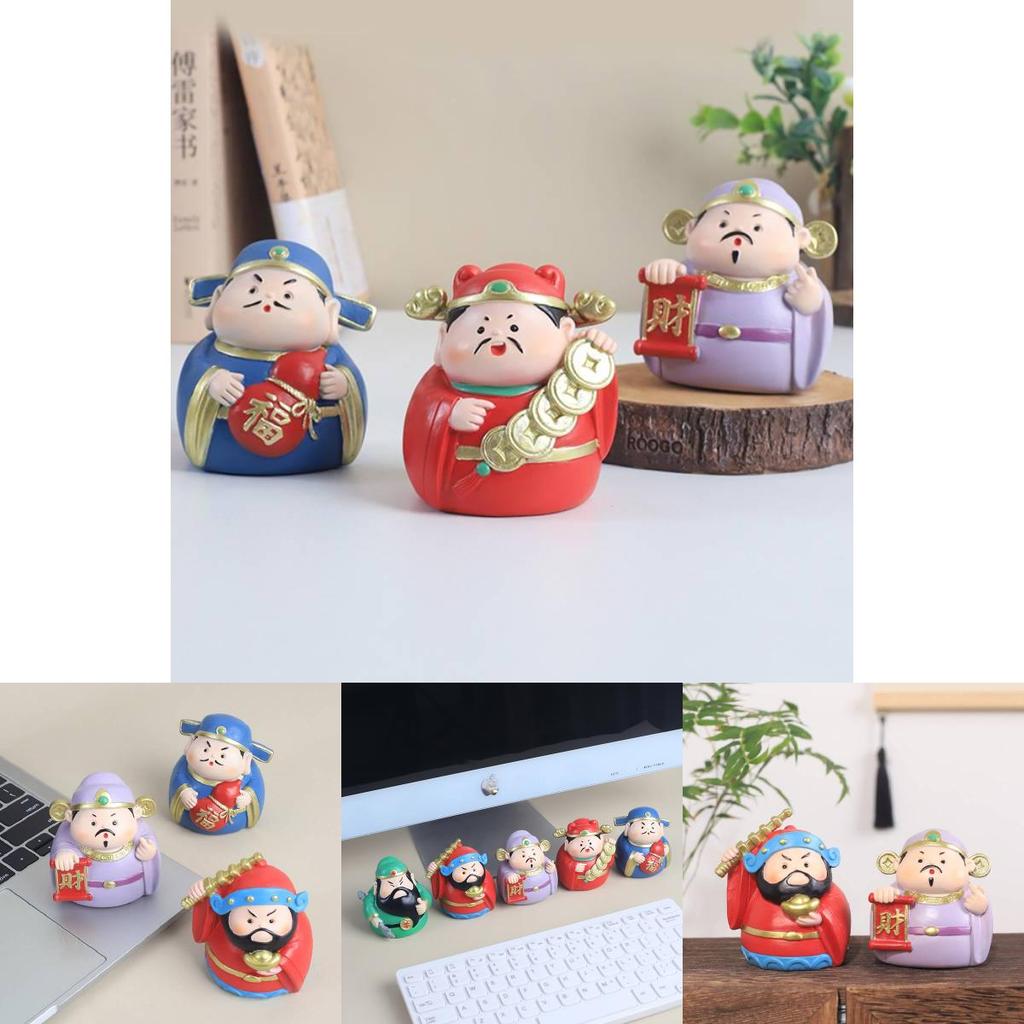 Adorable Resin Car Decorations Lucky Wealth God Figures Cartoon Style Stress Reliever