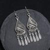Retro Tibetan silver fringed earrings women's long temperament versatile earrings fashion personality vacation earrings