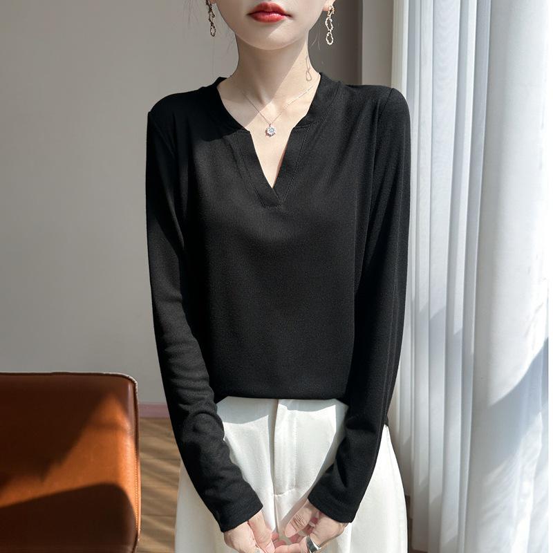 Women s Purple V-Neck Long Sleeve Slim Fit Knit Top L