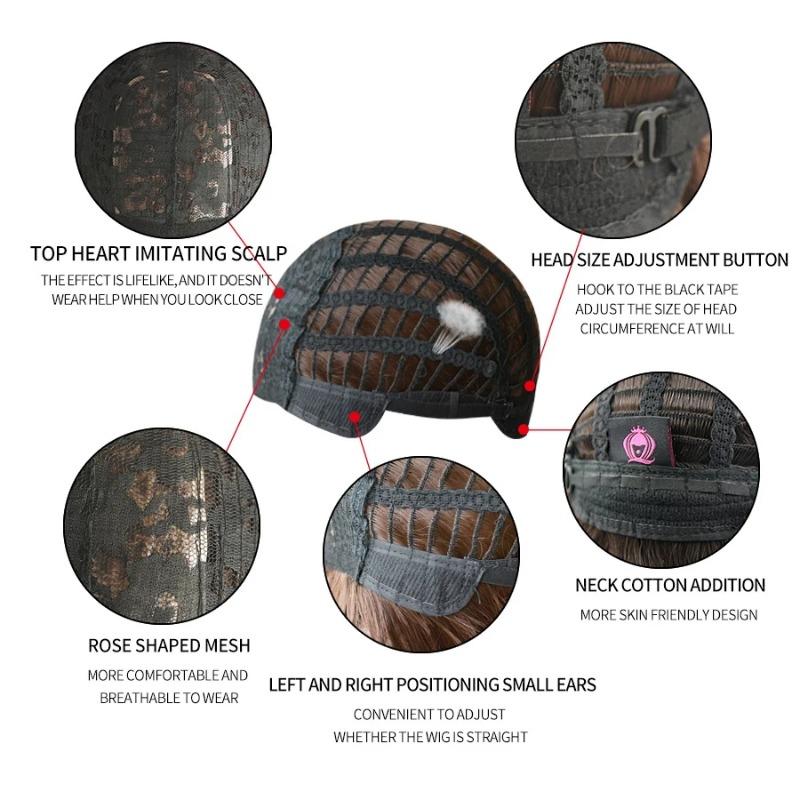 Popular Brown Ash Long Deep Wave Hair Lolita Wigs With Bangs Synthetic Wig For Women Fashion Thick Curls Wigs Girl