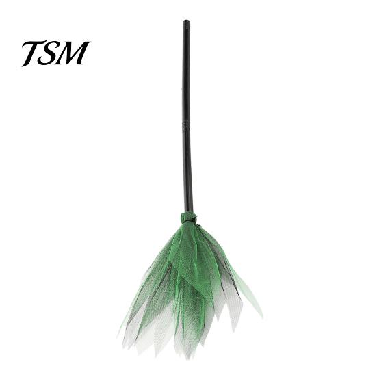 Decorative Witch Broom Halloween Prop, Detachable Mesh Wizard Broomstick for Magic Cosplay Costume Party Stage Performance, Haunted House Decoration