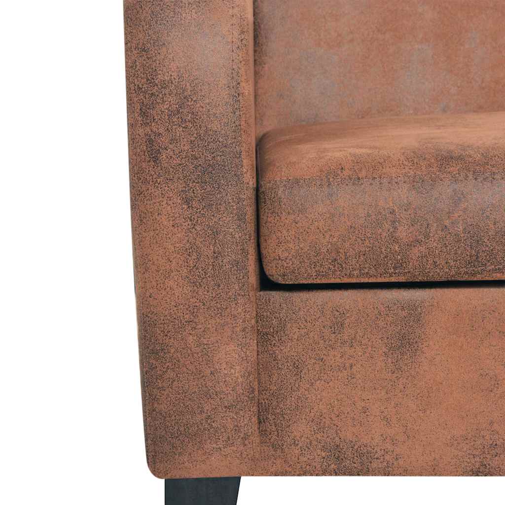 3 Seater Sofa with Faux Suede Finish in Brown