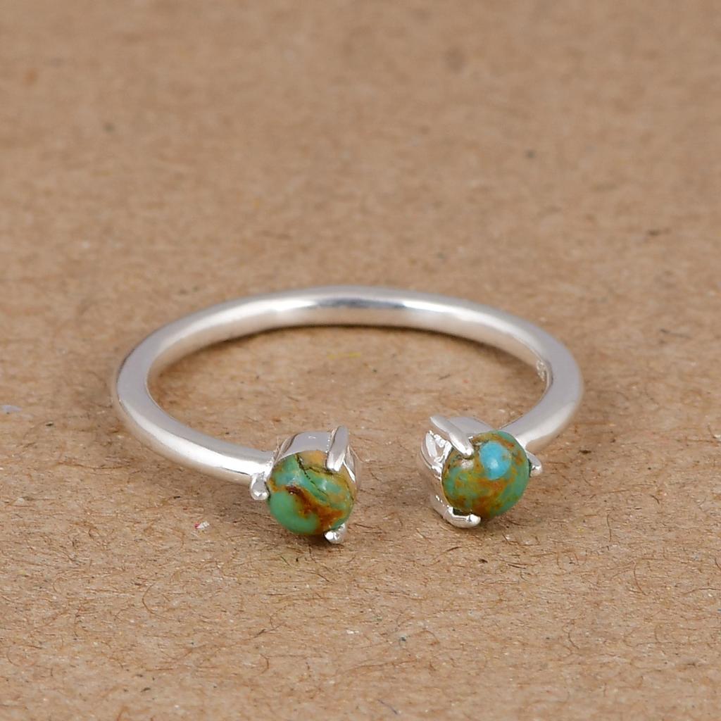 Kingman Turquoise Ring, 925 Sterling Silver Ring, Minimalist Turquoise Band Ring, Dainty Gemstone Ring, December Birthstone Gift