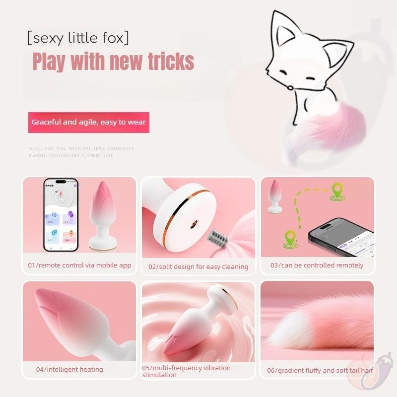 Super Fluffy Soft Fox Tail Anal Plug APP&Wireless Remote Heating Strong Vibration Silicone Adult Sex Toys for Women&Unisex 18+