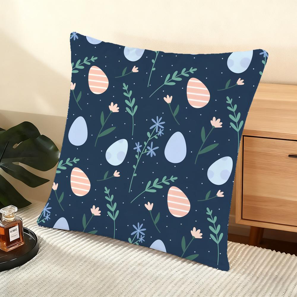 Easter Pattern Cushion Cover Soft Short Plush Pillow Cover Smooth Cozy Texture Aesthetic Cushion Case Home Decor