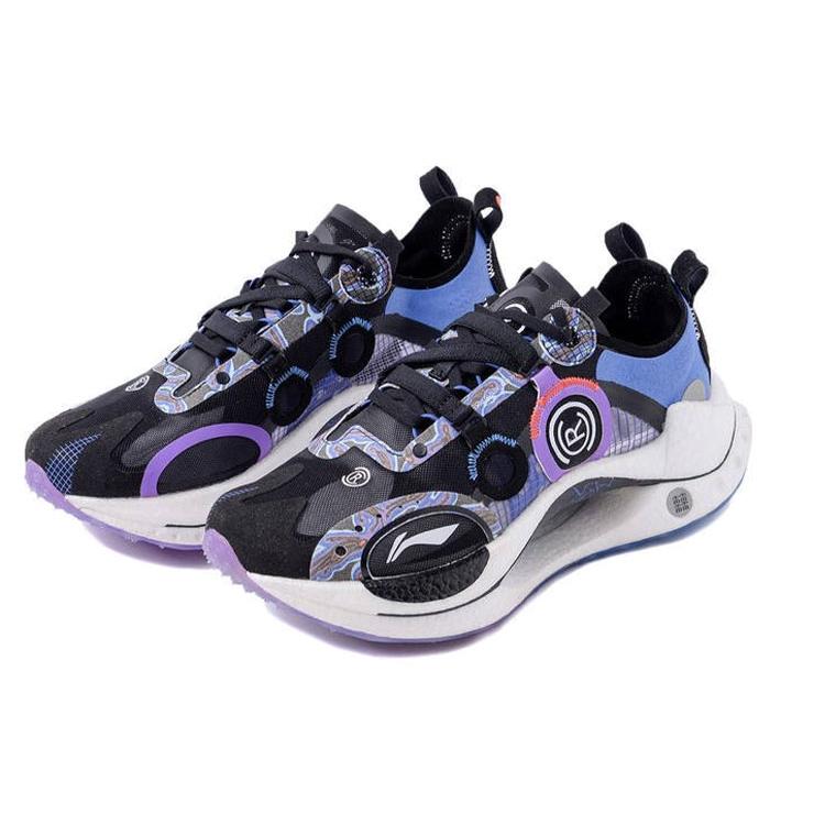 Li Ning Shadow CRC Cushioning Slip Resistant Abrasion Resistant Balance Low top Running Shoes Men's Black Purple ARHR087-1
