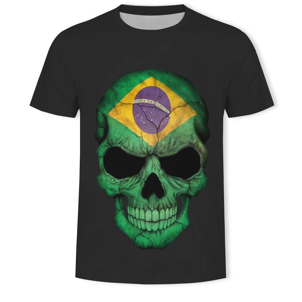 Sommer Rundhals 3D Schädel Print Top Modische Lässige Kurzarm Herren T-Shirts