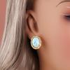 Naturlige larimar øredobber oval edelsten Luksuriøst 925 sterlingsølv ekte edelsten fine smykker for kvinners hverdags- og festbruk