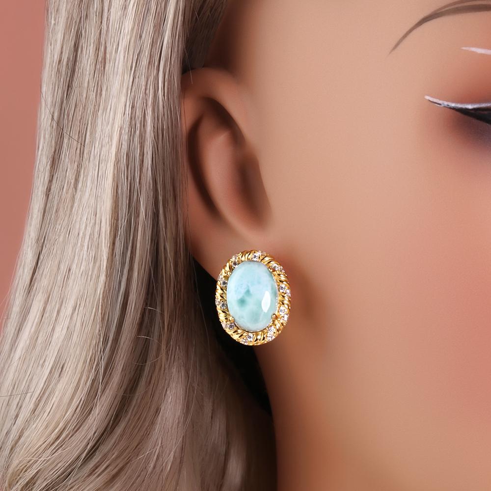 Nové prsteny náušnice přívěsek ze sterlingového stříbra 925 Přírodní drahokam larimar pravý drahokam dámské jemné šperky pro Zásnubní dárek