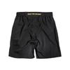 BODYMAKER Fight Shorts, Size L, Black x Gold. Perfect for kickboxing, MMA, boxing, Muay Thai, and other martial arts training.