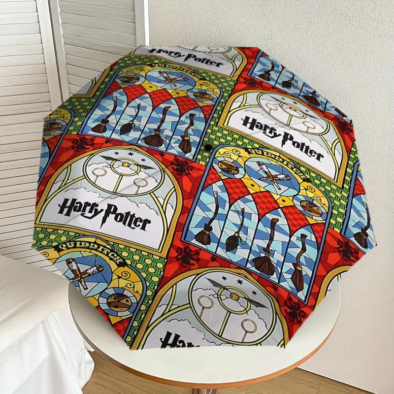 1PC Harry Potter Quidditch Umbrella-8-Rib Reinforced, Automatic Open, Lightweight & Durable, Cute Fashion Accessory for Outdoor, D2618