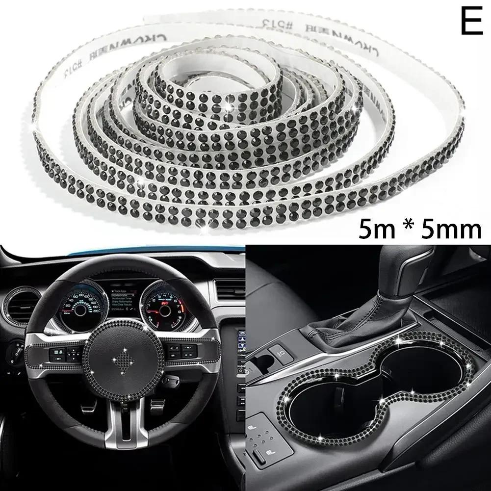 

Car Decorative Stickers, Self-Adhesive Rhinestone Ribbon, Sparkly Diamond Trim Strip for Car Interior DIY Decoration 5mm*5m чёрный
