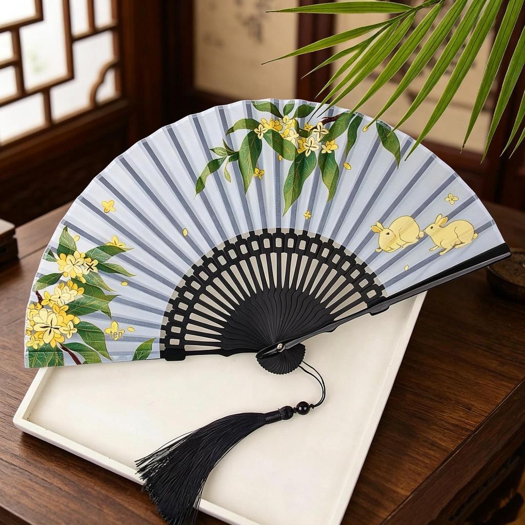 Er Qing Ancient Chinese Hanfu Dance Fan: Portable Silk Fan for Women