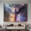 Flaming Skull Rider on Motorcycle and Horse Wall Mural 2D HD Print Action Scene Fantasy Art Dark Theme Home Bedroom Tapestry