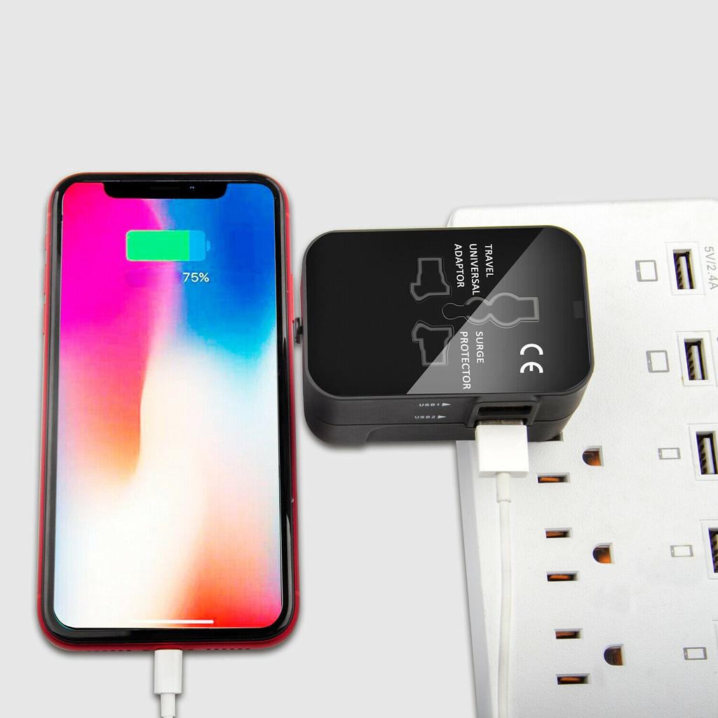 1 db Univerzális Utazó Dugó Adapter 2 USB Porttal Világutazó AC Hálózati Töltő Adapter AU US UK EU Átalakító Adapter USB Töltő Új