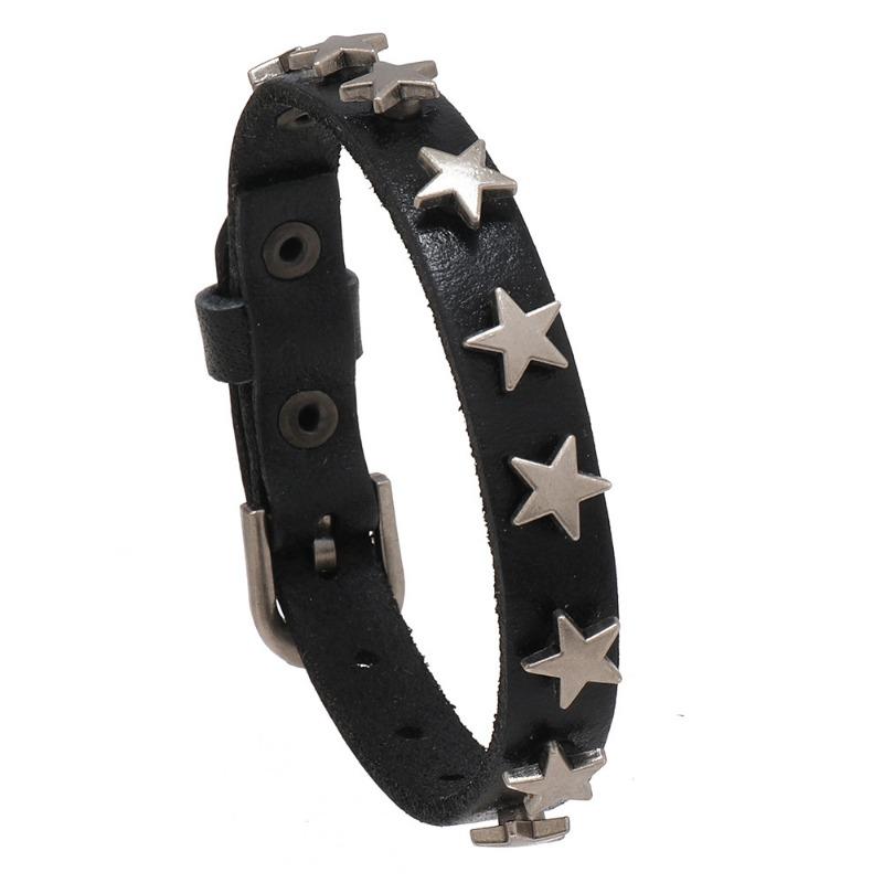 Fashion Jewelry, Men's Leather Simple Bracelet 9 Pentagram Leather Bracelet Men's Style