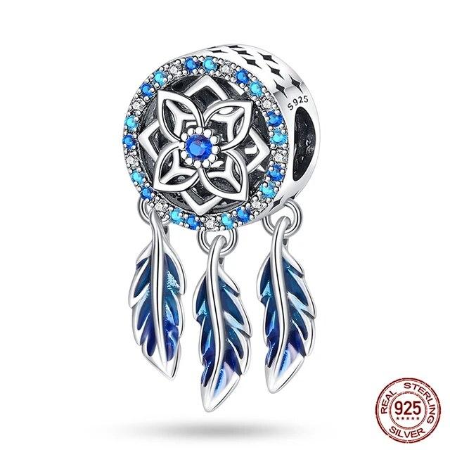 925 Sterling Silver Colorful Zircon Dreamcatcher Charms Beads Pendants FitFashion Original Bracelets DIY Jewelry Making