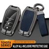 New Zinc Alloy Leather Car Key Case Cover Shell For Toyota CHR Hilux Fortuner Land Cruiser 200 Camry Corolla Crown RAV4 Highland