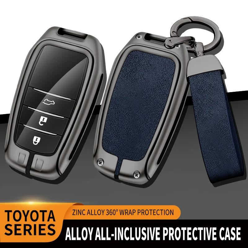 New Zinc Alloy Leather Car Key Case Cover Shell For Toyota CHR Hilux Fortuner Land Cruiser 200 Camry Corolla Crown RAV4 Highland