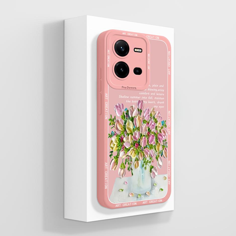 For Vivo V25 V25E 4G 5G Case Cute Advanced Sense Flowers Silicone Soft Shell For VivoV25 5G VivoV25E 4G Prevalent Fundas Bumper