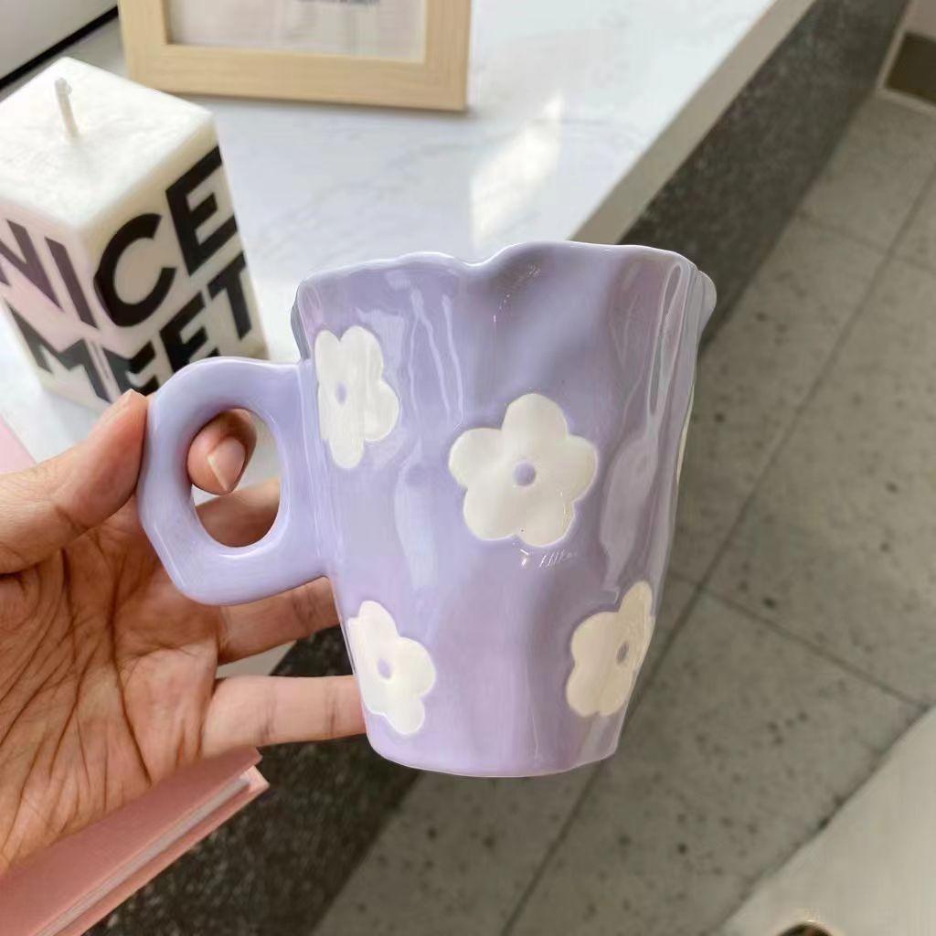 Yellow Cute Bear Orange Tulip Mug Creative Milk Cup Coffee Cup Irregular Cloud Ceramic Water Cup Home Decoration