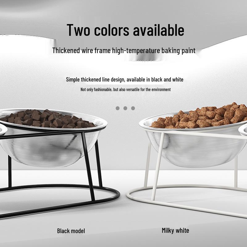 Stainless Steel Floor-Standing Pet Feeder with Double Anti-Fall Bowls for Cats and Dogs