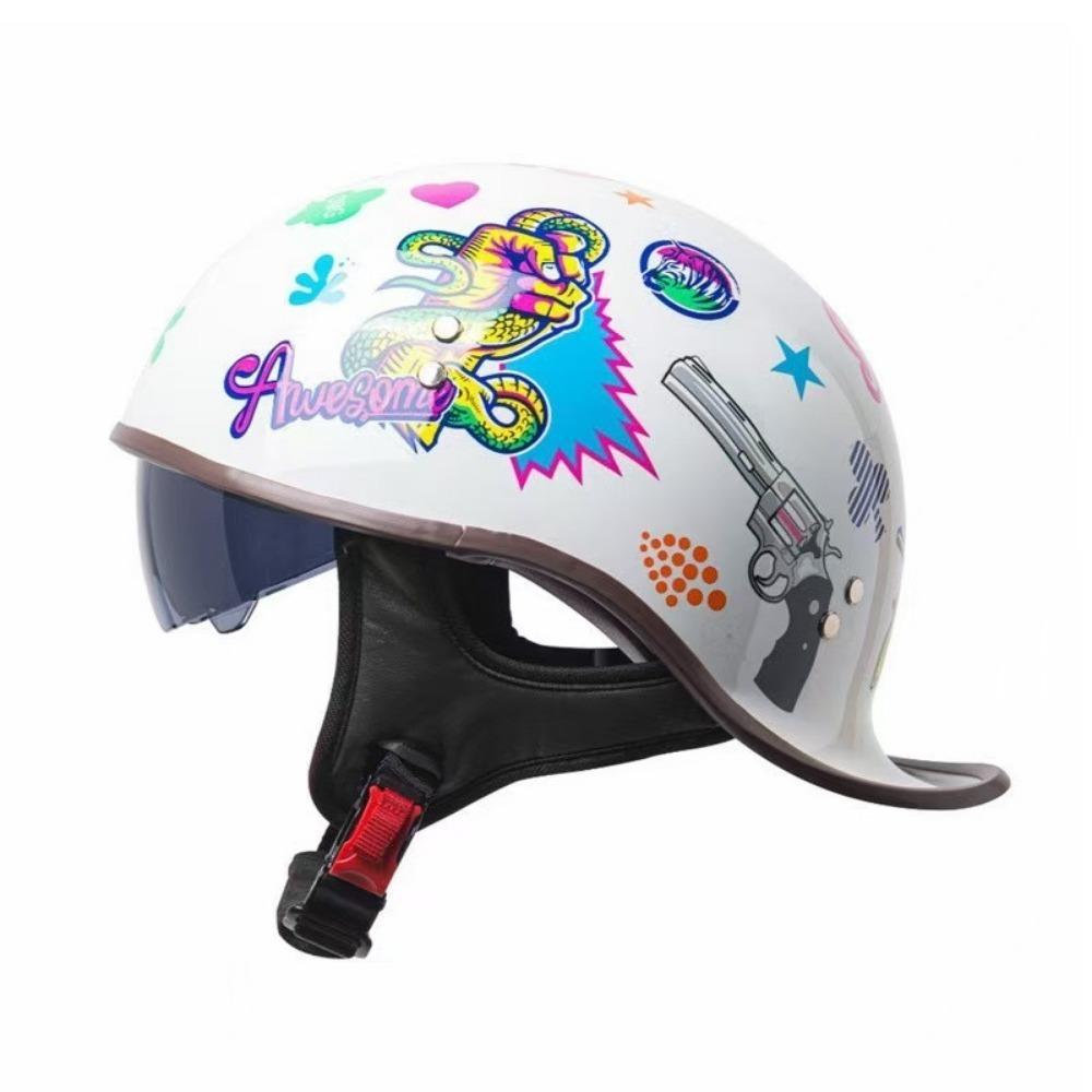 Motorcycle Retro Locomotive Half Helmet Four Seasons Universal Electric Motorcycle Unisex Riding Helmet