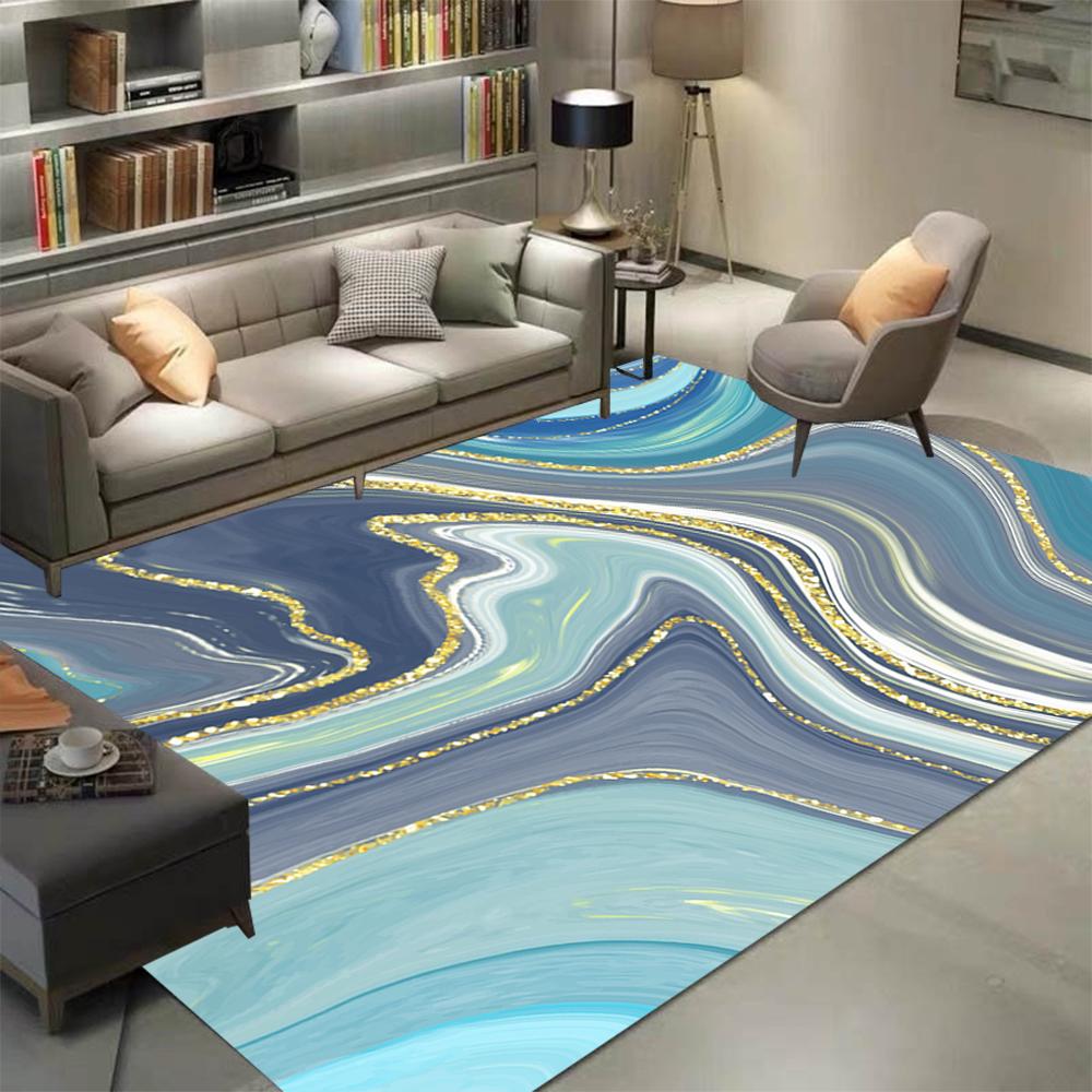 Ink Splashed Gold Oil Painting Abstract Carpets Washable Without Fading Large Area Floor Mat for Living Room Bedroom Decor