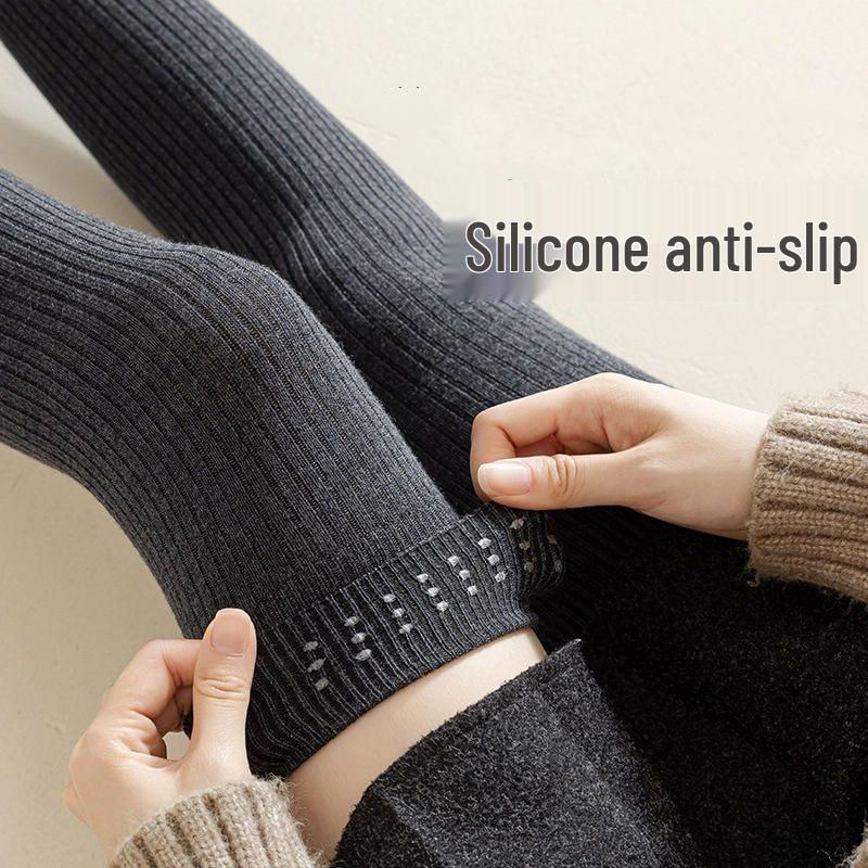 Calze Calde da Donna Antiscivolo Sopra il Ginocchio, Alte fino alla Coscia - a Doppia Maglia, Stile Tubolare Lungo per Inverno/Autunno