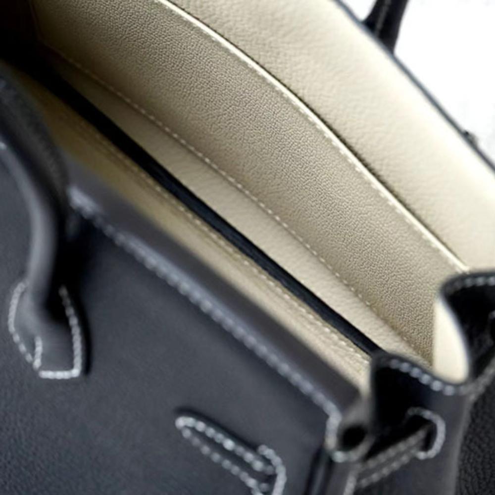 Høykvalitets spesiallaget semi-vokset tråd semi-håndsøm stålbeslag importert togo toppnarvet kuskinn håndveske med en følelse av luksus