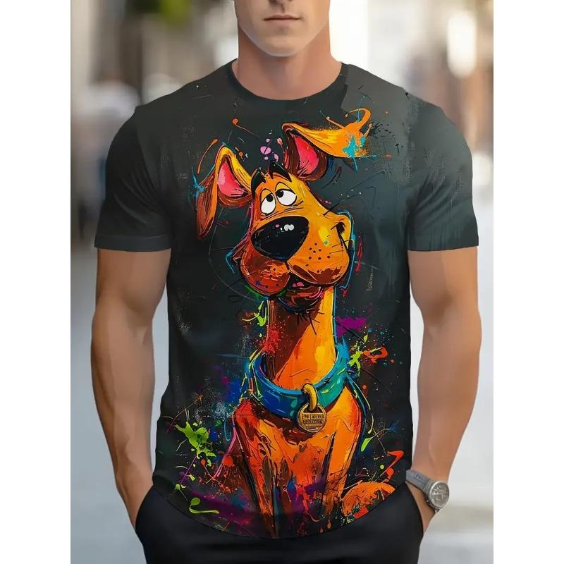 Summer Funny Male T Shirt Cartoon Animal Printing Comfortable Short Sleeve Sweater Fashion T-shirt Open Male Clothing Shirt