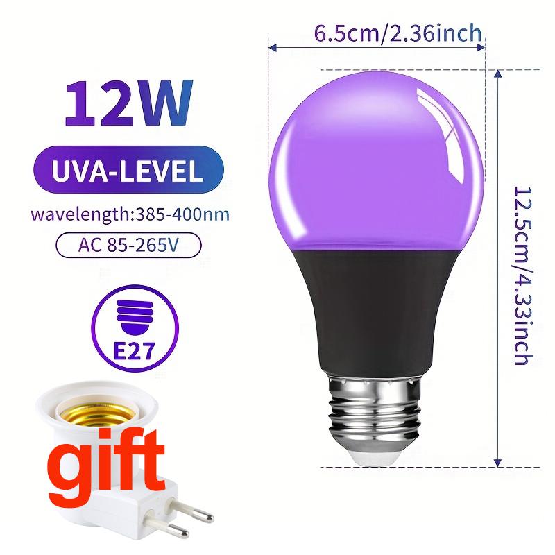 12W E27 Black Light Bulb,UV LED Blacklight Bulb for Glow In The Dark Party,Body Paint,Neon Posters & Club,385-400nm Black Light