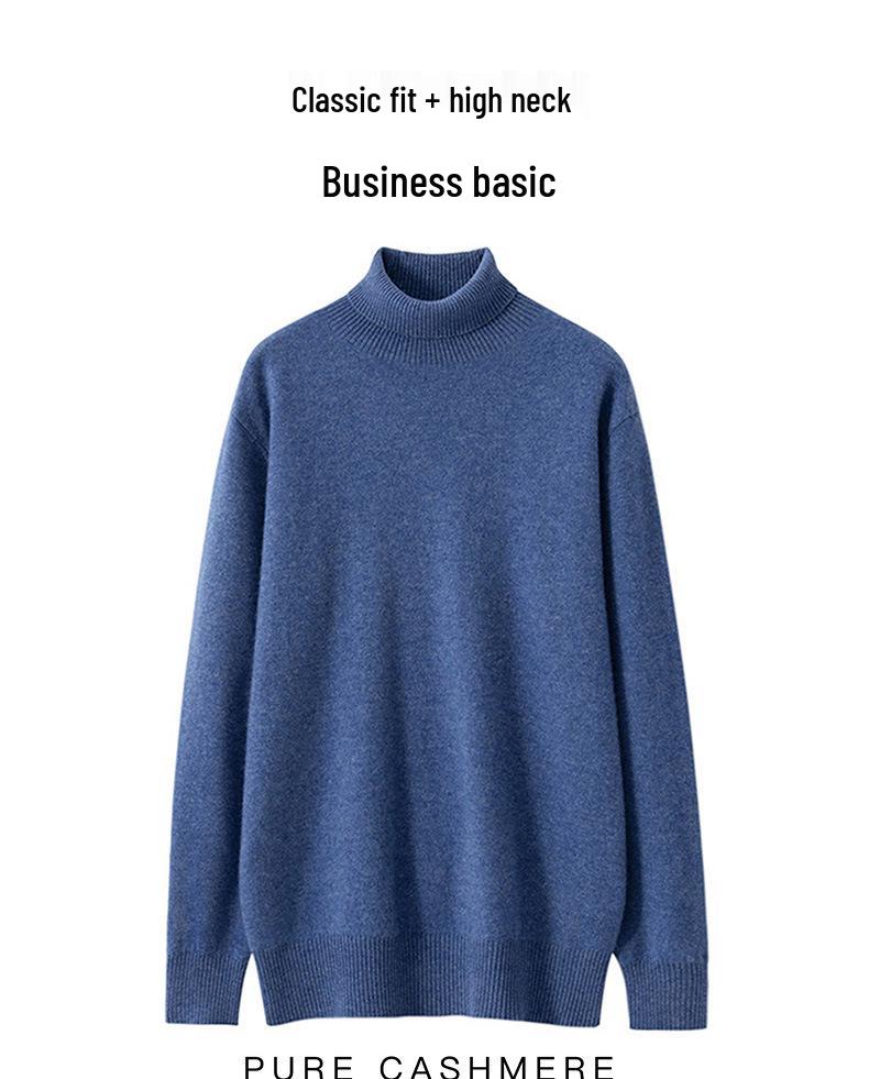 Men's Seamless High Neck 100% Cashmere Sweater - Versatile Autumn/Winter Knitwear