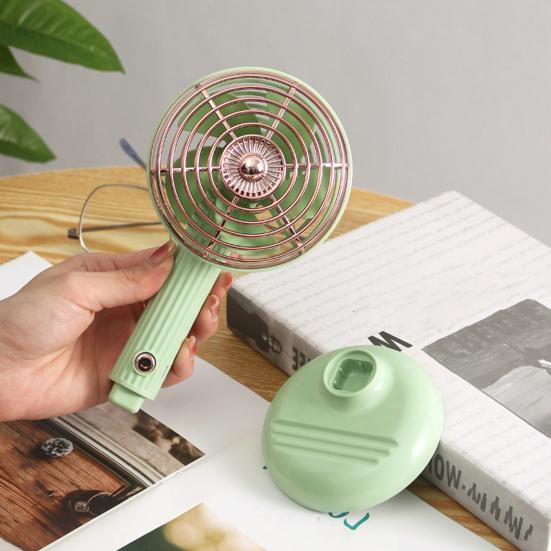 Retro Desk Fan Quiet Powerful Small Table Fan 3 Speed USB Rechargeable Personal