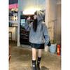 Woman Tops Baggy Autumn and Winter Hoodies Cold Hooded Tweed Sweatshirt for Women Loose Warm Thick Nice Color Sport Y 2k Vintage