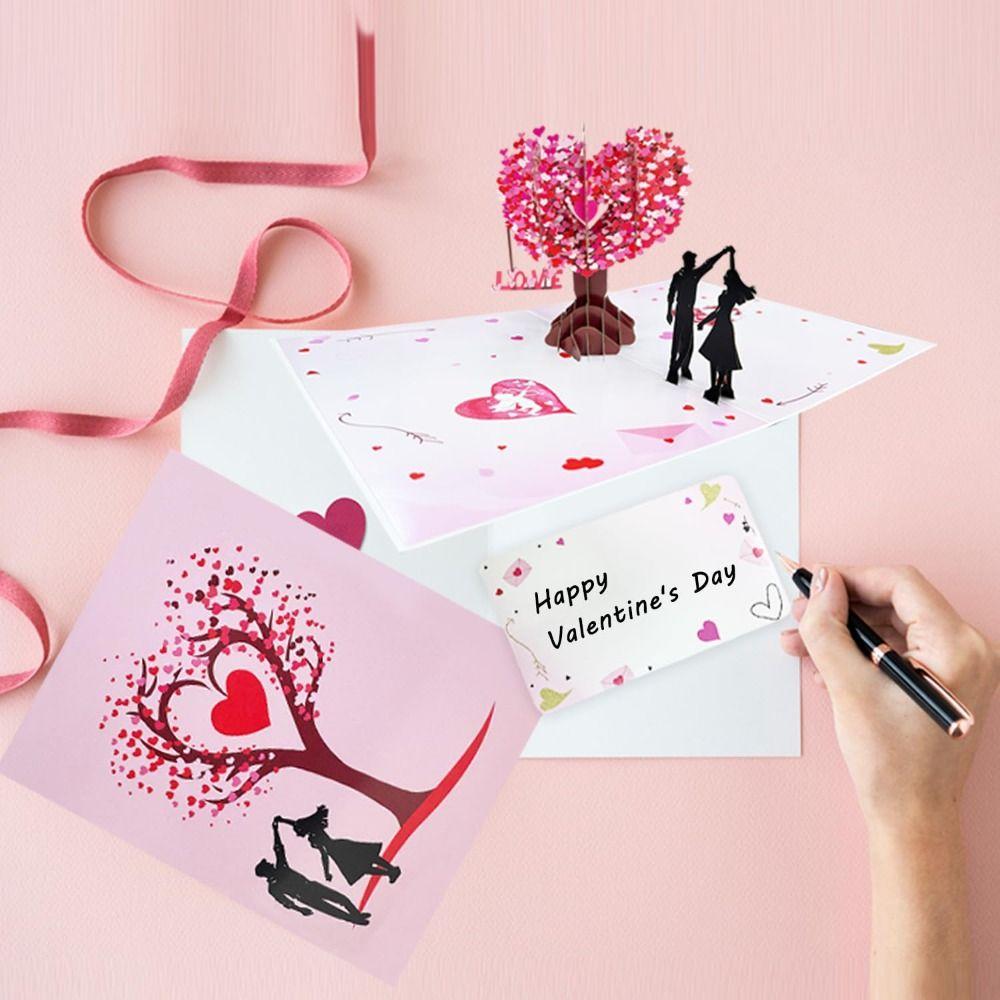 Romantic 3D Heart Tree Greeting Card Paper Sculpture Wedding Blessing Card  Couples Gift