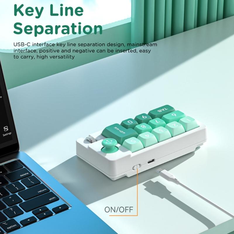 K810 Corded Mechanical Gamer Keyboard Hot-Swappable with Lighting Programmable Macros Joystick Small Keypad 12Keys