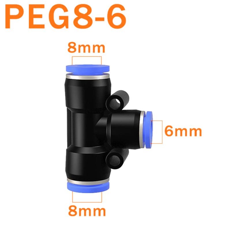 10PCS PE Air Connectors 4 6 8 10 12MM PEG Pneumatic Fitting Slip Lock Tee 3Way Plastic Pipe Water Hose Tube Quick Connector Fuel System Fittings7