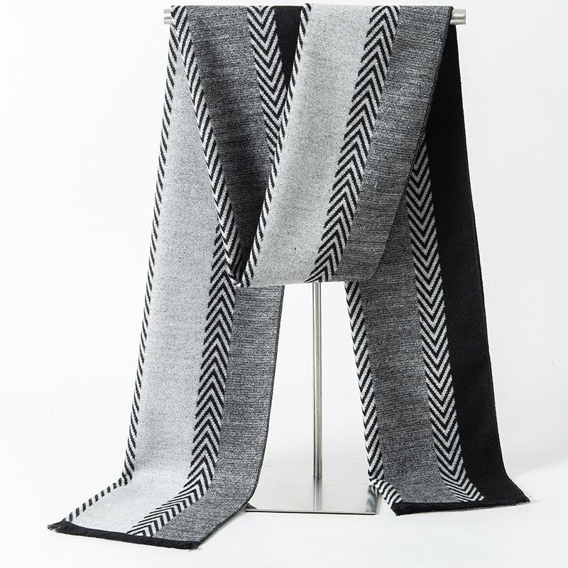 2024 Men's Brushed Imitation Cashmere Scarf - British Style, Business Casual, Autumn/Winter Accessory