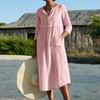 Summer Casual Cotton Linen Dress Explosion Style Loose Fit Single Breasted Regular Sleeves Womens Clothing